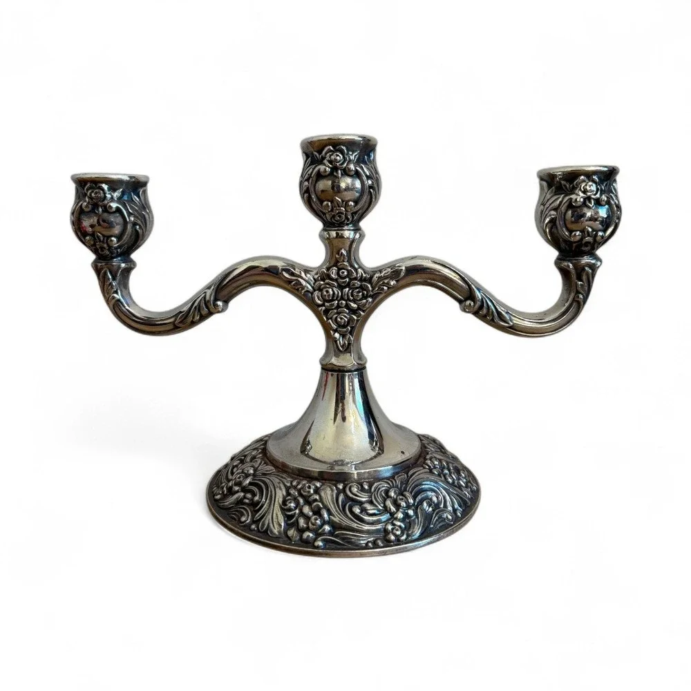 Ballad Community Silver Plate Candelabra Three Arm Tabletop‎ Candle Holder